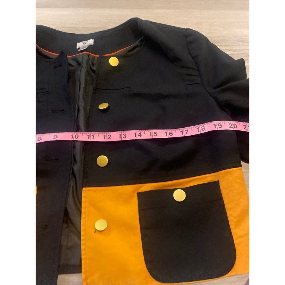 Worthington womens black/orange button down career blazer w front pockets sz med - Picture 7 of 8